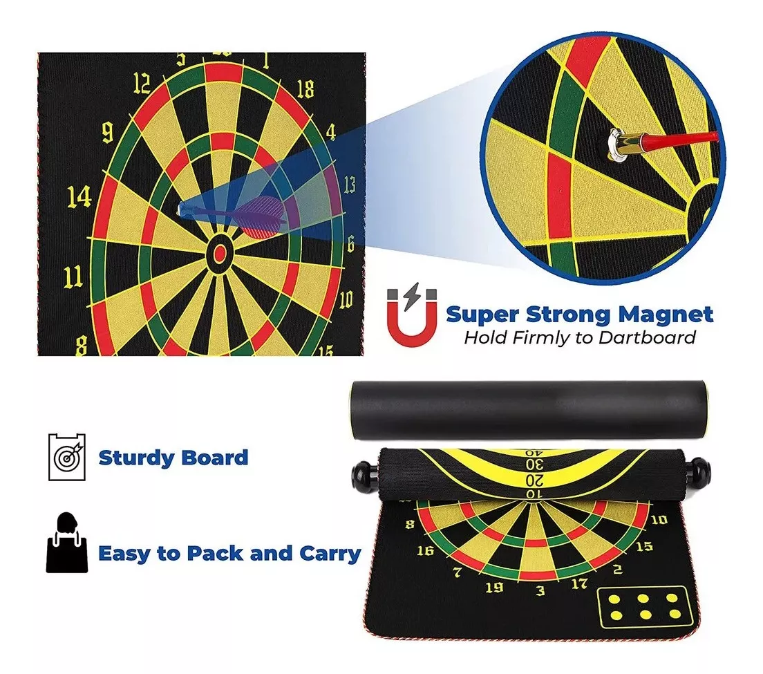 JUEGO DARDO TABLERO COLGANTE Y PLEGABLE ACCESORIOS MAGNÉTICO - 2