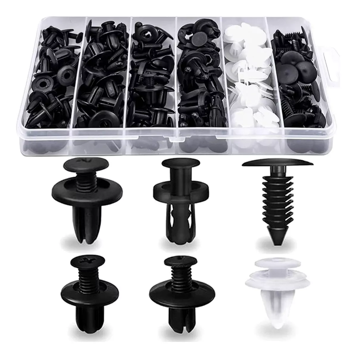 SET CLIP REMACHE PLASTICO SUJECION PARA COCHE BROCHES AUTOS - 1