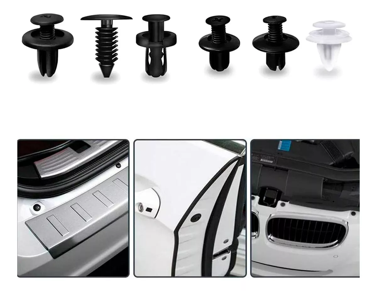 SET CLIP REMACHE PLASTICO SUJECION PARA COCHE BROCHES AUTOS - 2