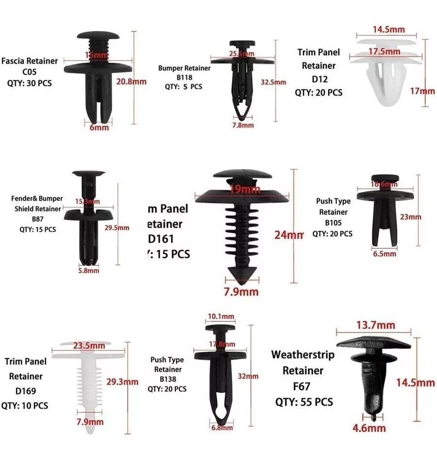 SET 460 CLIPS BROCHES PUERTA PARACHOQUE AUTO TAPABARRO RETEN - 3