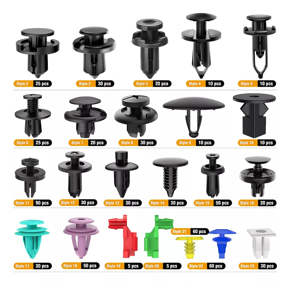 KIT 725 CLIP BROCHE RETENCIÓN PLÁSTICO AUTO LATA TAPABARRO - 4