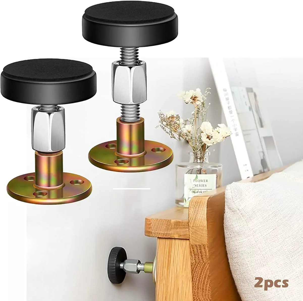 TOPE CAMA PARED MUEBLE AJUSTABLE ANTIVIBRACIÓN 2 UNIDADES - 1