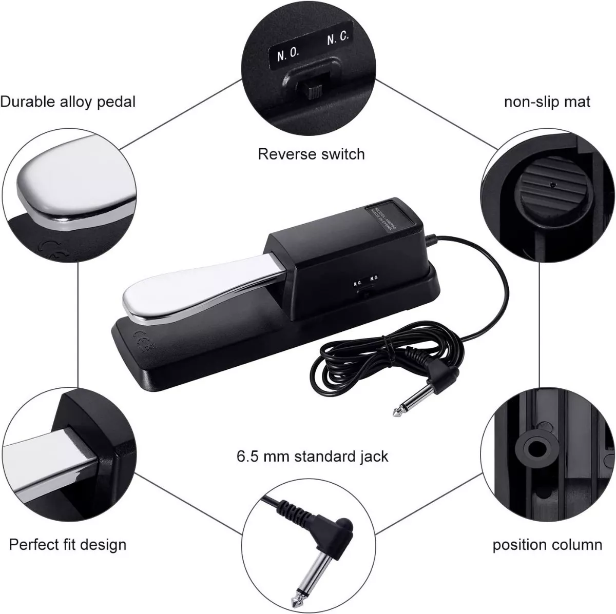 PEDAL SUSTAIN UNIVERSAL TECLADO POLARIDAD PIANO MUSICA - 3