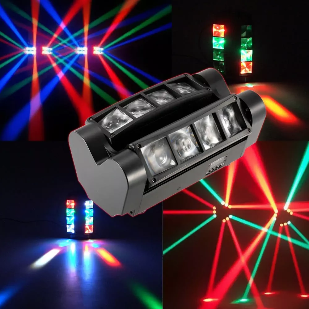 CABEZA MOVIL LED SPIDER BEAM RGBW DMX 8X3W LUZ DISCO - 2