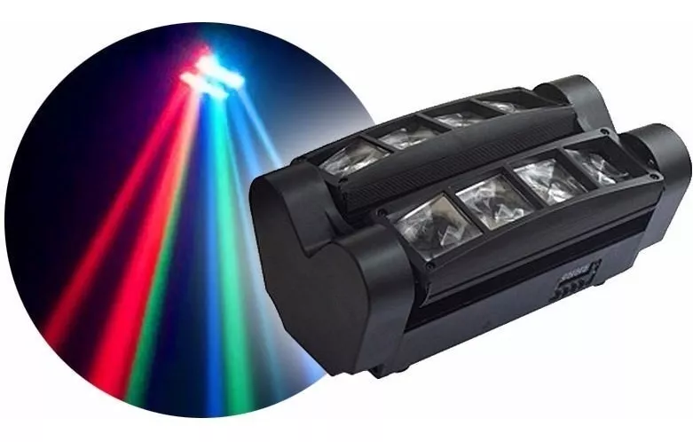 CABEZA MOVIL LED SPIDER BEAM RGBW DMX 8X3W LUZ DISCO - 3