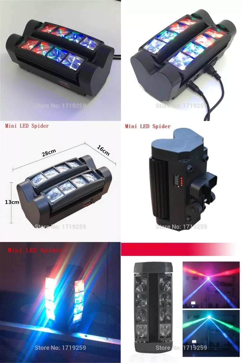 CABEZA MOVIL LED SPIDER BEAM RGBW DMX 8X3W LUZ DISCO - 4