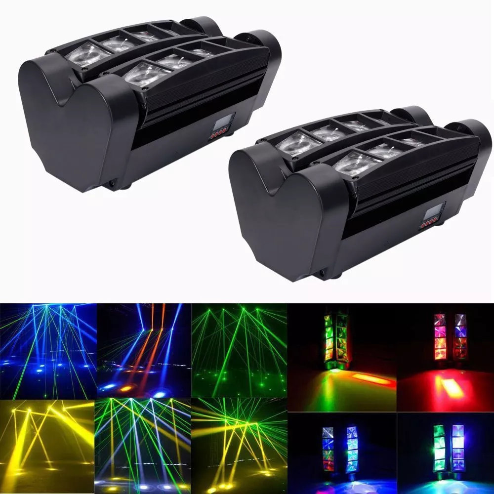 PACK X2 CABEZA MOVIL LED SPIDER BEAM RGBW DMX 8X3W LUZ DISCO - 2
