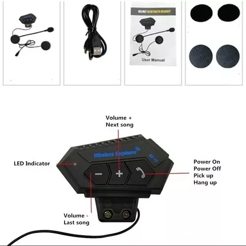 AUDIFONO CASCO MOTO AURICULARES BLUETOOTH LLLAMADA MP3 - 3