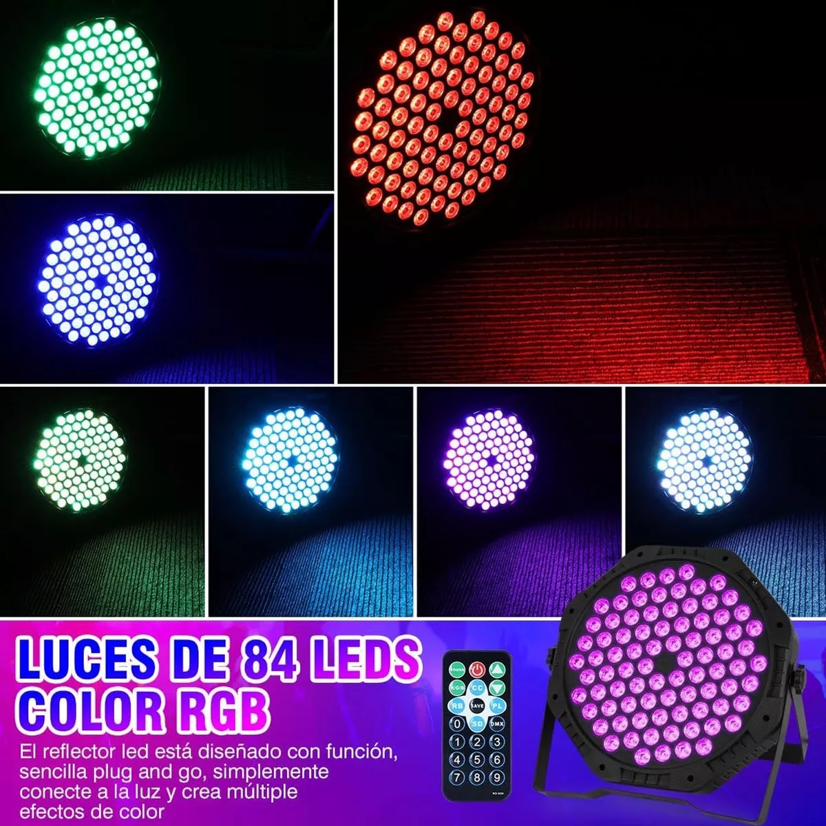 FOCO PAR LED SLIM 84X3W RGB 3 EN 1 LUCES FIESTA - 4