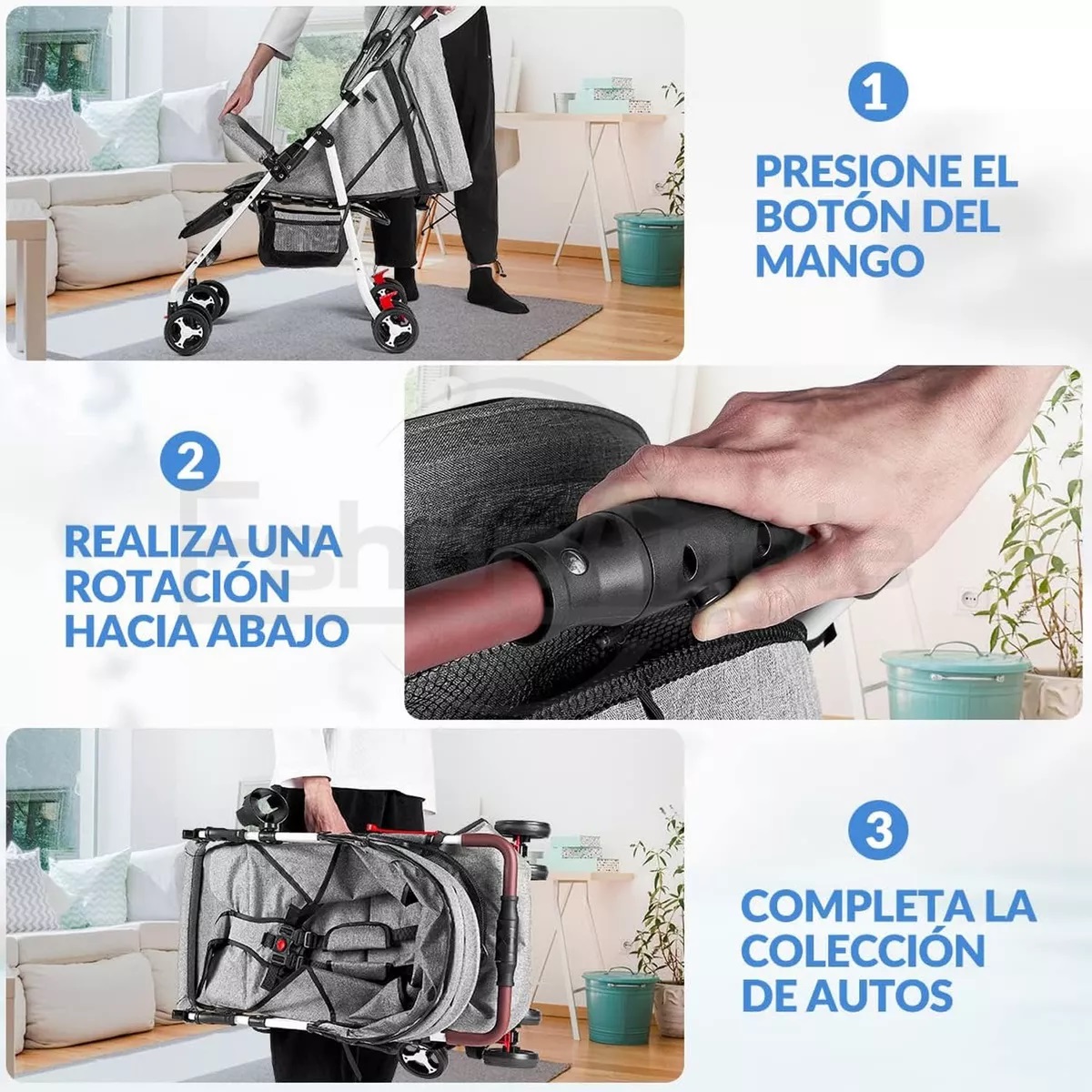 COCHE A1 PARAGUAS PASEO BEBÉ PLEGABLE Y RESISTENTE GRIS - 3