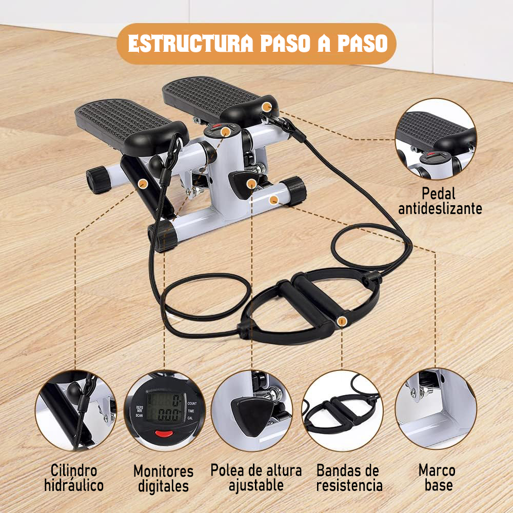 MINI MAQUINA ESCALADORA EJERCICIOS STEPPER BANDAS ELÁSTICAS - 6