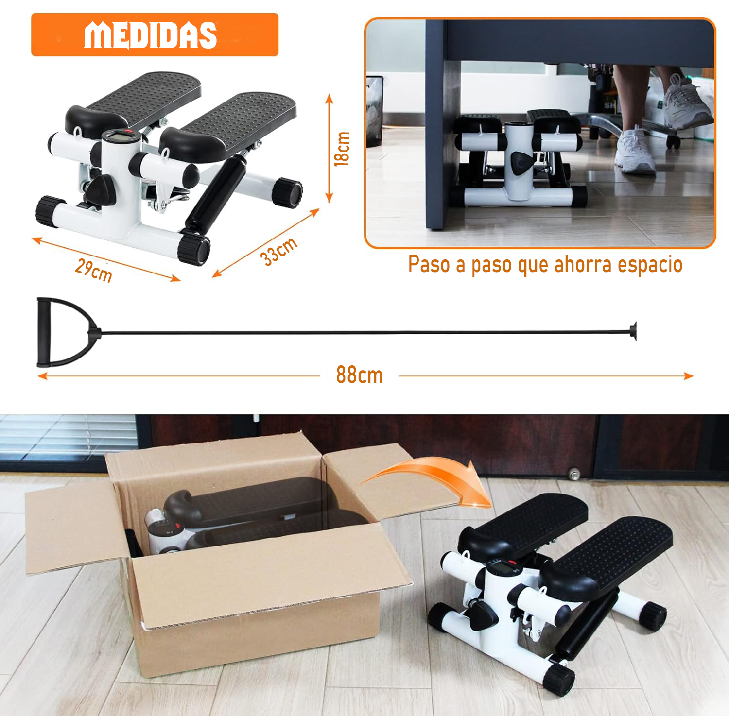MINI MAQUINA ESCALADORA EJERCICIOS STEPPER BANDAS ELÁSTICAS - 7