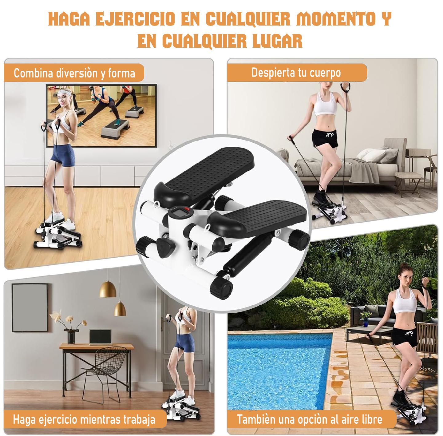 MINI MAQUINA ESCALADORA EJERCICIOS STEPPER BANDAS ELÁSTICAS - 9