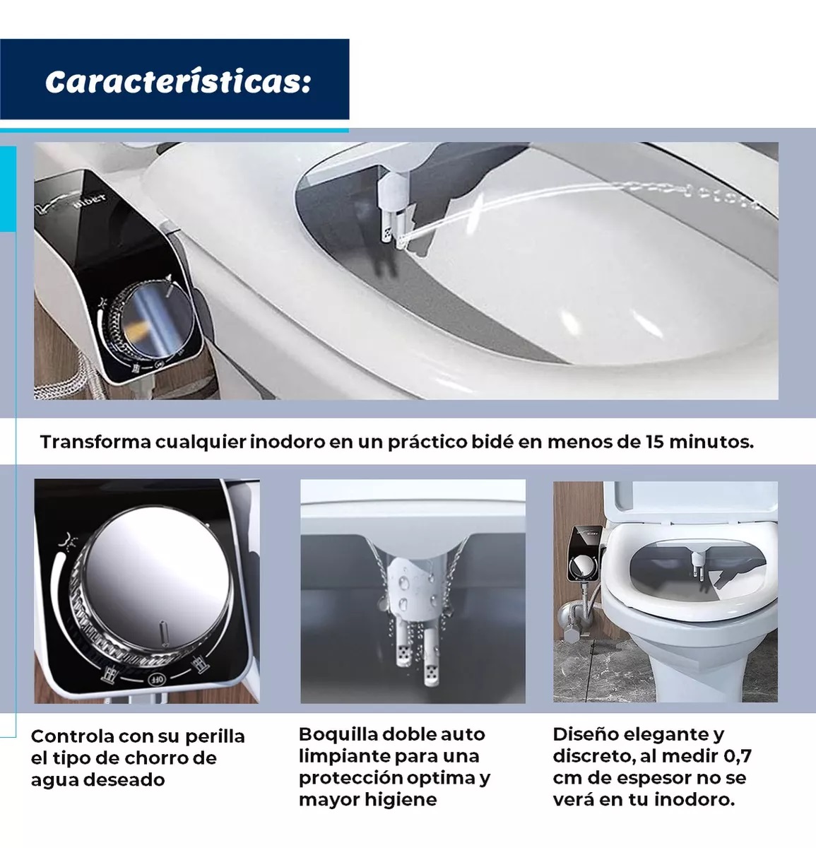 BIDET WC INODORO AJUSTABLE UNIVERSAL FÁCIL INSTALACIÓN - 4