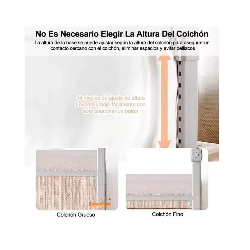 BARANDA DE CAMA 1.5MTRS SEGURIDAD BEBE ABATIBLE AJUSTABLE - 3