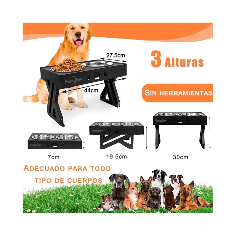 COMEDERO-BEBEDERO PARA PERROS ALTURA AJUSTABLE - 3