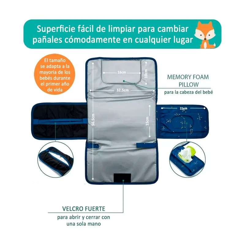 MUDADOR CAMBIADOR PLEGABLE Y PORTATIL PARA CAMBIAR PAÑALES - 4