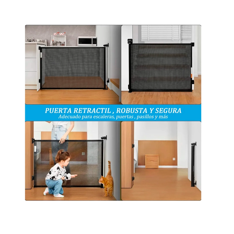 BARANDA REJA PUERTA SEGURIDAD RETRACTIL PARA BEBE Y MASCOTAS - 7