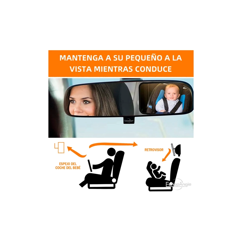 ESPEJO RETROVISOR AUTO BEBE 360° SEGURIDAD SILLA ESPALDA - 2
