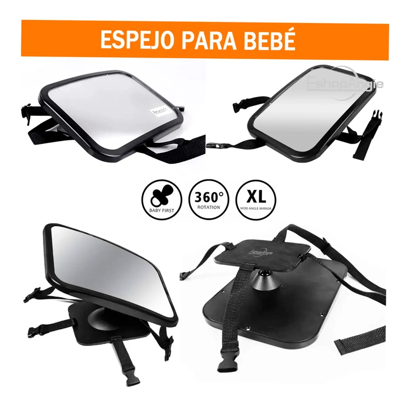 ESPEJO RETROVISOR AUTO BEBE 360° SEGURIDAD SILLA ESPALDA - 3