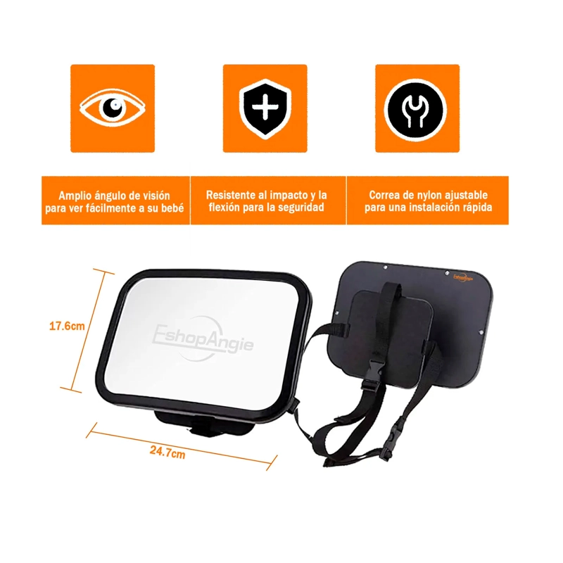 ESPEJO RETROVISOR AUTO BEBE 360° SEGURIDAD SILLA ESPALDA - 5