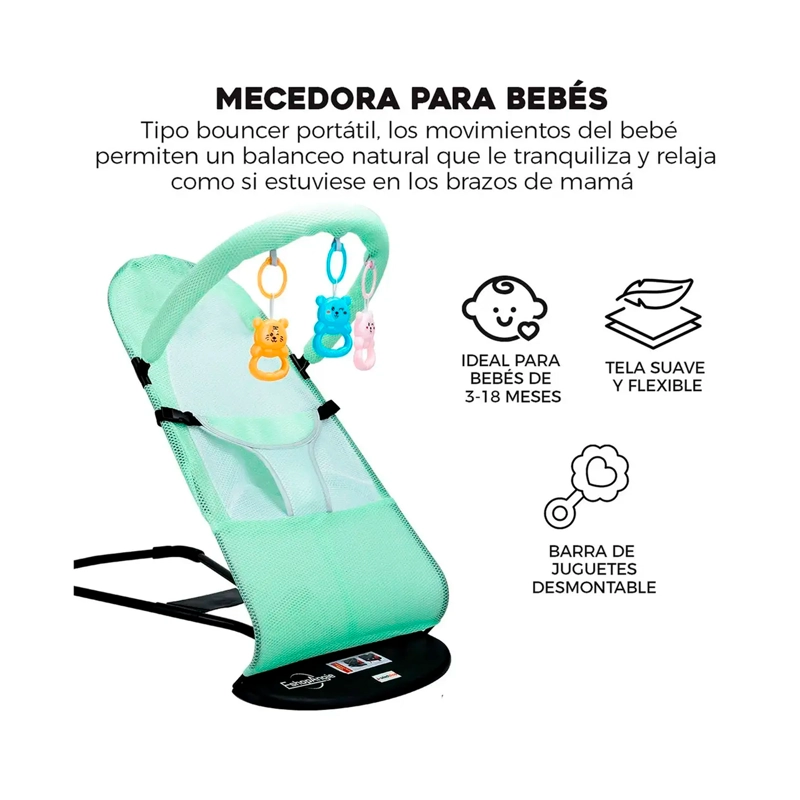 SILLA MECEDORA BEBE COLUMPIO INFANTIL PORTATIL AJUSTABLE - 2
