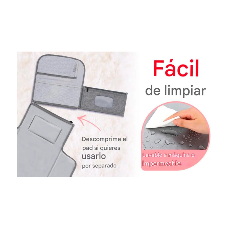 CAMBIADOR PAÑALES PORTATIL IMPERMEABLE BEBE  MUDADOR PLEGABLE - 3