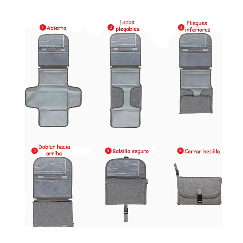 CAMBIADOR PAÑALES PORTATIL IMPERMEABLE BEBE  MUDADOR PLEGABLE - 4