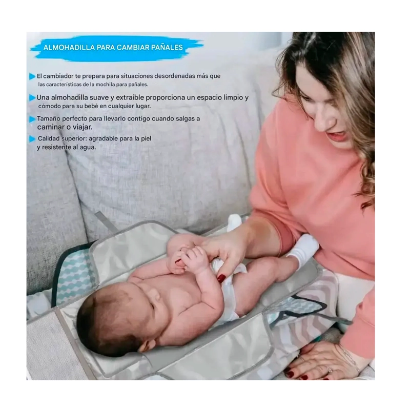 CAMBIADOR PAÑALES PORTATIL IMPERMEABLE BEBE  MUDADOR PLEGABLE - 5