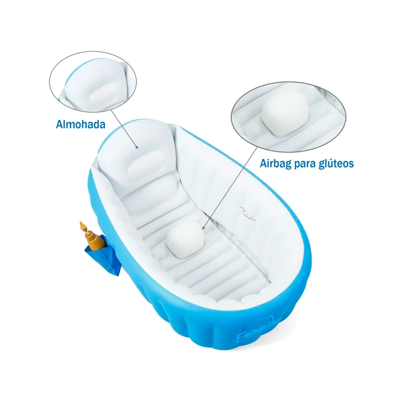 BAÑERA TINA INFLABLE BEBE S PORTATIL PLEGABLE ANTIDESLIZANTE - 6