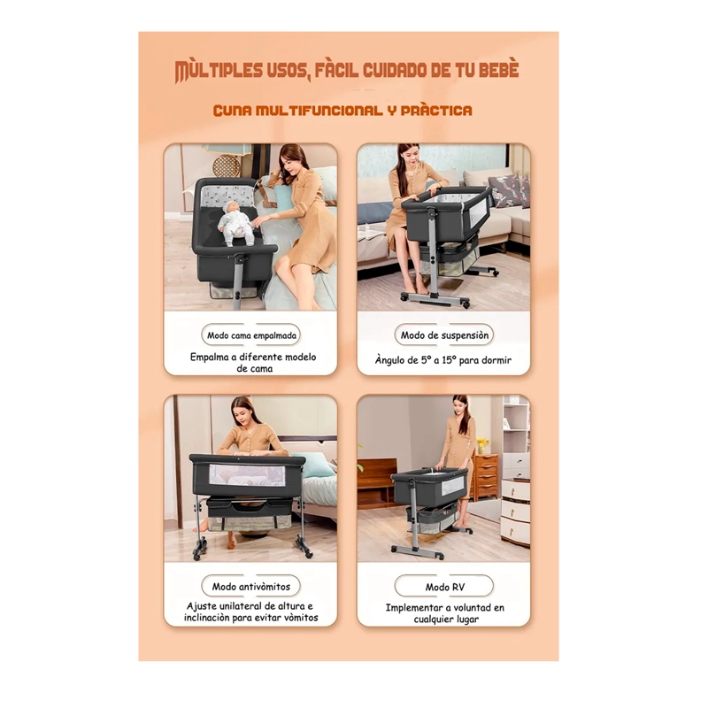 CUNA COLECHO PARA BEBE  CON MOSQUITERO MUDADOR CONFORTABLE - 2