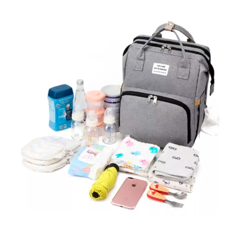BOLSA MOCHILA DE PAÑALES PARA MAMA CAMA DE BEBE  PLEGABLE - 3