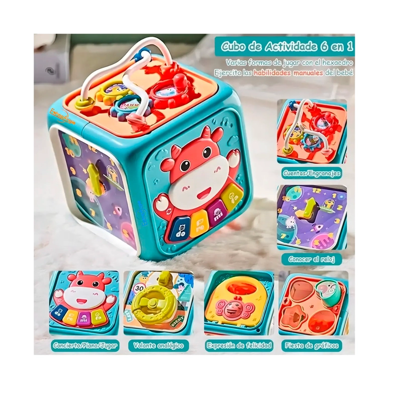 CUBO MULTIACTIVIDADES PARA BEBE S CON LUZ Y SONIDO EDUCATIVO - 6