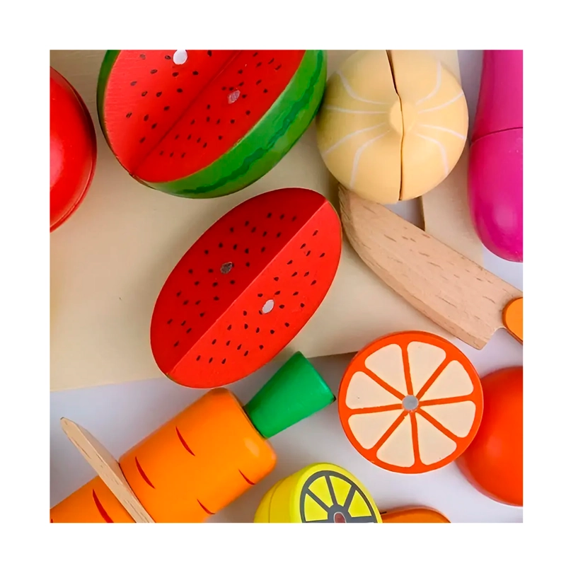 SET CORTA FRUTAS Y VERDURAS MADERA CON IMAN JUEGO 17 PIEZAS - 3