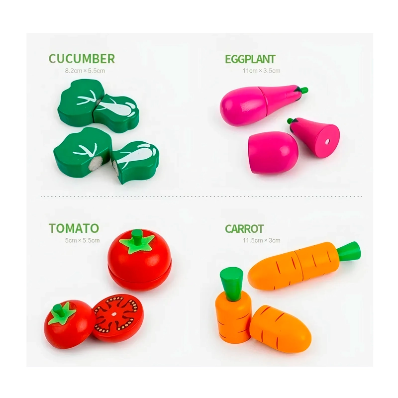 SET CORTA FRUTAS Y VERDURAS MADERA CON IMAN JUEGO 17 PIEZAS - 5