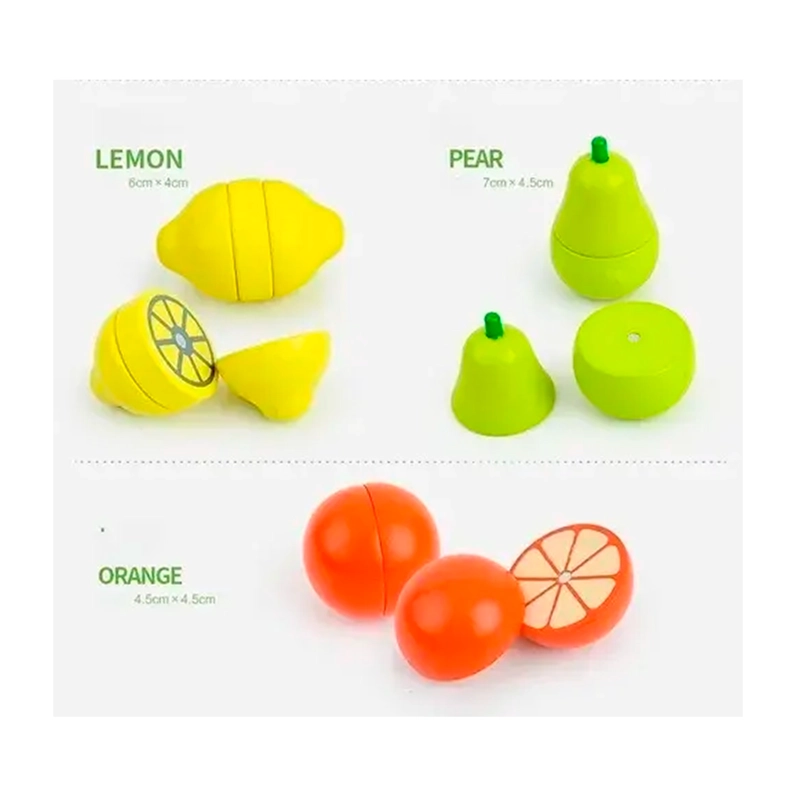 SET CORTA FRUTAS Y VERDURAS MADERA CON IMAN JUEGO 17 PIEZAS - 6