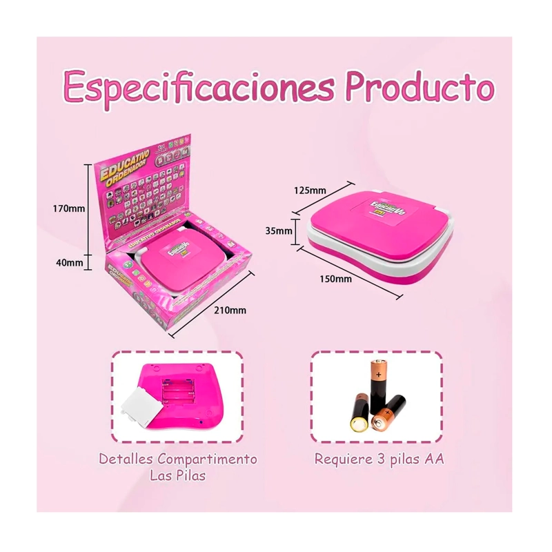 LAPTOP DE JUGUETE DIDACTICA EDUCATIVA CON PANTALLA - 7