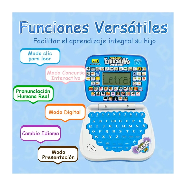 LAPTOP DE JUGUETE DIDACTICA EDUCATIVA CON PANTALLA - 10