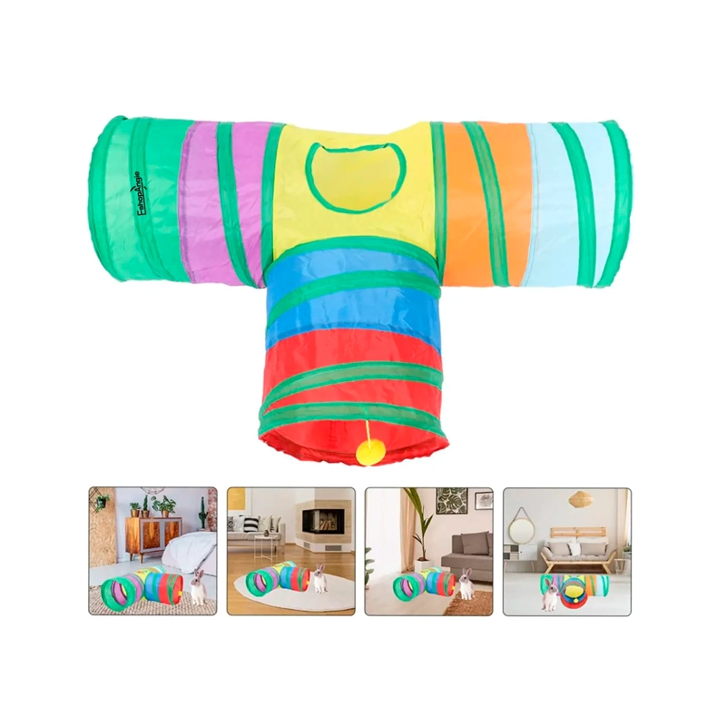 TUNEL PLEGABLE GATO 3 VIAS 20 PZS JUGUETES MASCOTA - 4