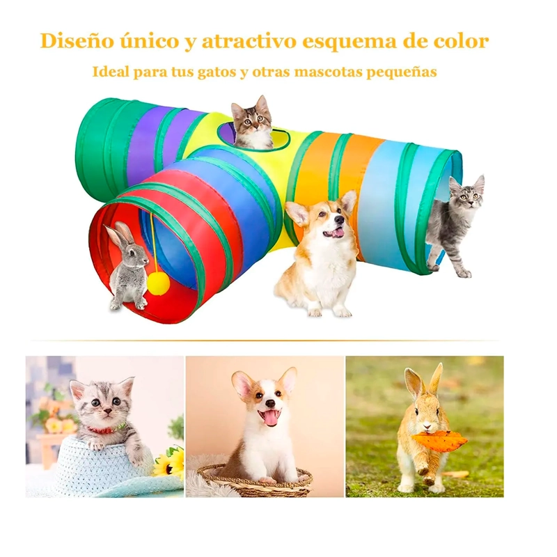 TUNEL PLEGABLE GATO 3 VIAS 20 PZS JUGUETES MASCOTA - 5