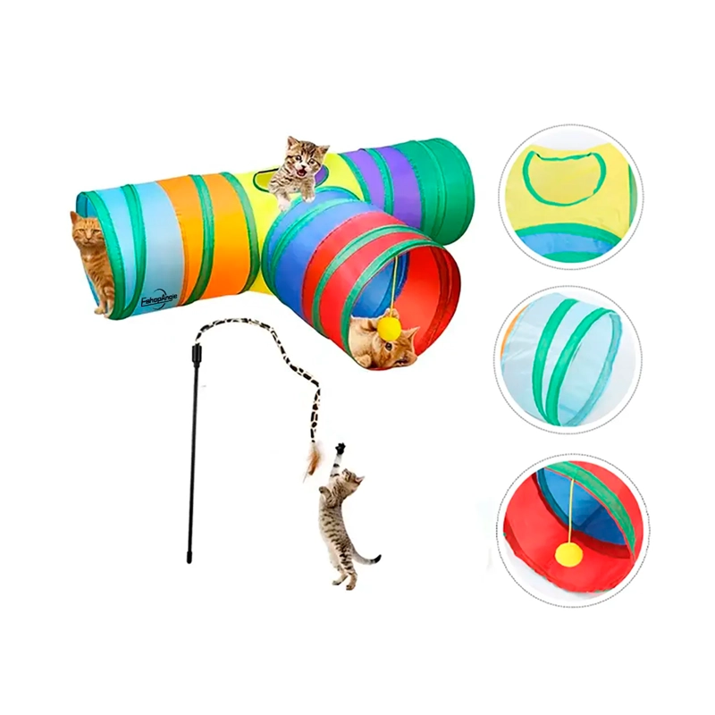 TUNEL PLEGABLE GATO 3 VIAS 20 PZS JUGUETES MASCOTA - 7