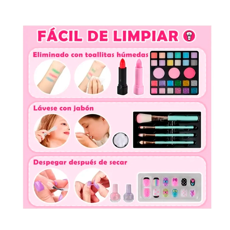 KIT DE JUGUETES MAQUILLAJE PARA NIÑAS COSMETICO MANICURA - 2