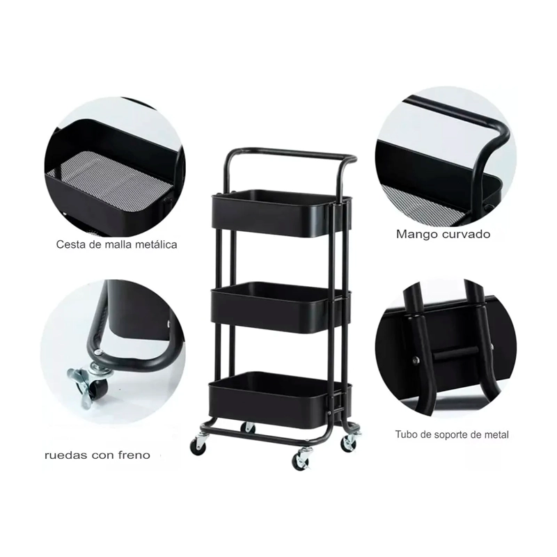 CARRITO ORGANIZADOR ALMACENAMIENTO 3 NIVELES CON RUEDAS - 3