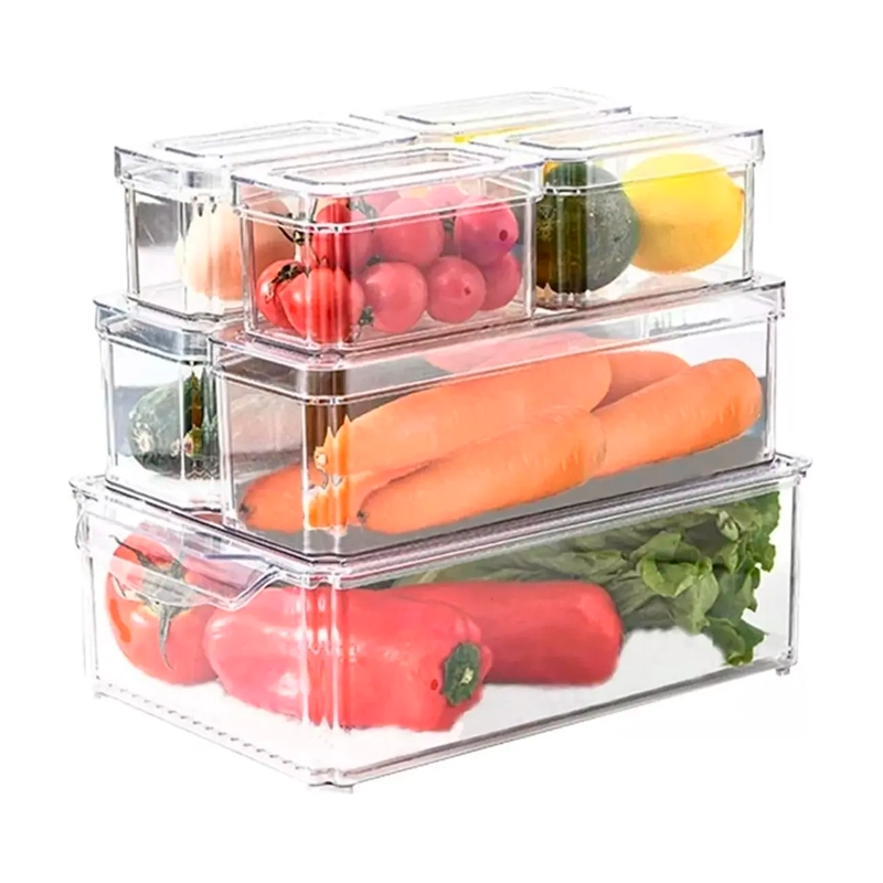 ORGANIZADOR REFRIGERADOR COCINA SET 7 CONTENEDORES CON TAPA - 1
