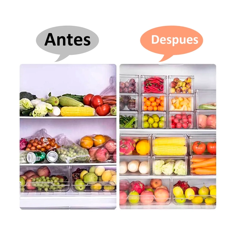 ORGANIZADOR REFRIGERADOR COCINA SET 7 CONTENEDORES CON TAPA - 4