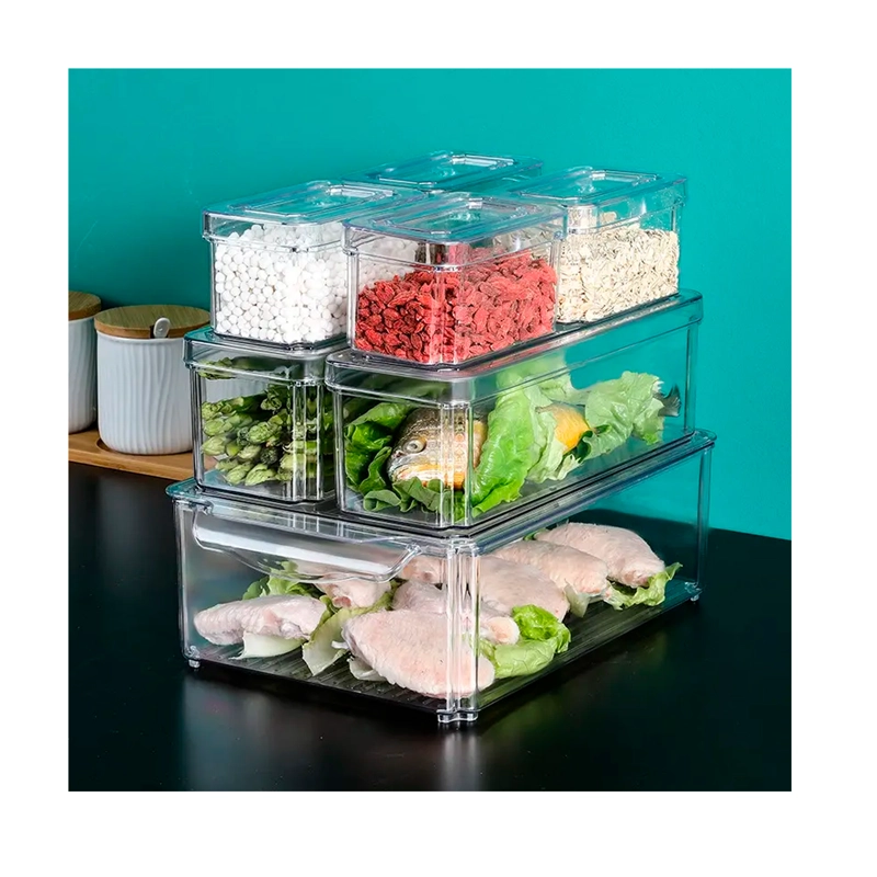 ORGANIZADOR REFRIGERADOR COCINA SET 7 CONTENEDORES CON TAPA - 6