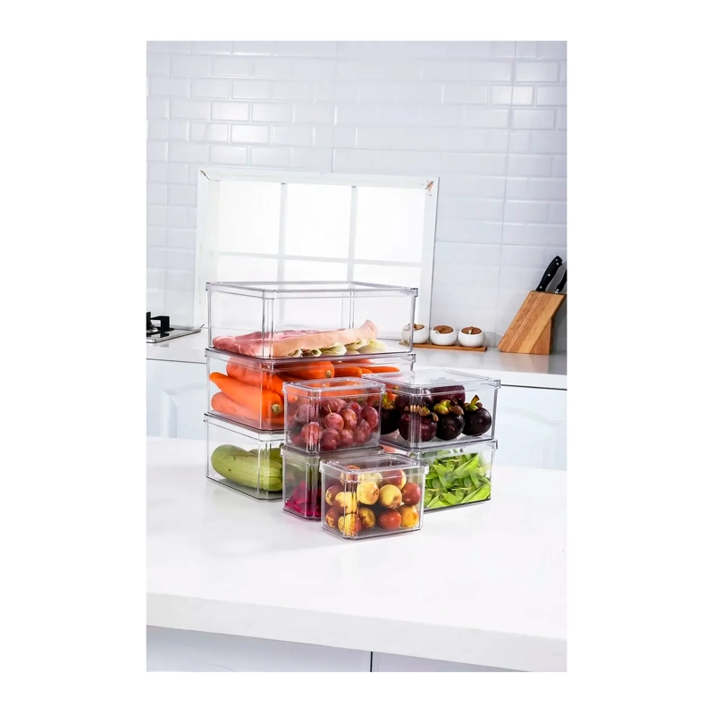 ORGANIZADOR REFRIGERADOR COCINA SET 7 CONTENEDORES CON TAPA - 7