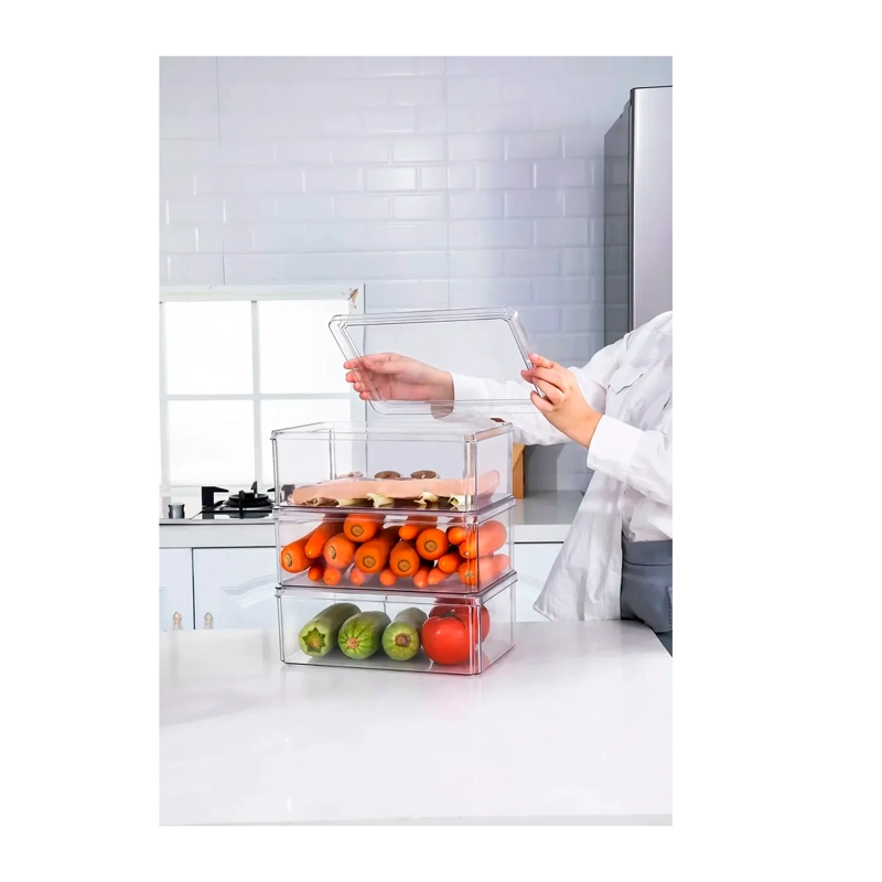 ORGANIZADOR REFRIGERADOR COCINA SET 7 CONTENEDORES CON TAPA - 8