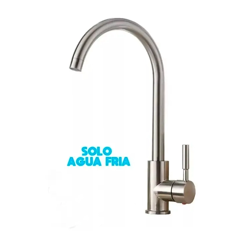 GRIFO MONOMANDO LLAVE LAVAPLATOS LAVALOZA ACERO INOXIDABLE - 1