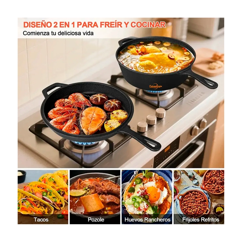SARTENES DE HIERRO FUNDIDO GRUESA DOBLE USO 26CM - 4